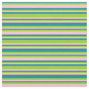 Dark Cyan, Green & Pink Stripes/Lines Pattern Fabric
