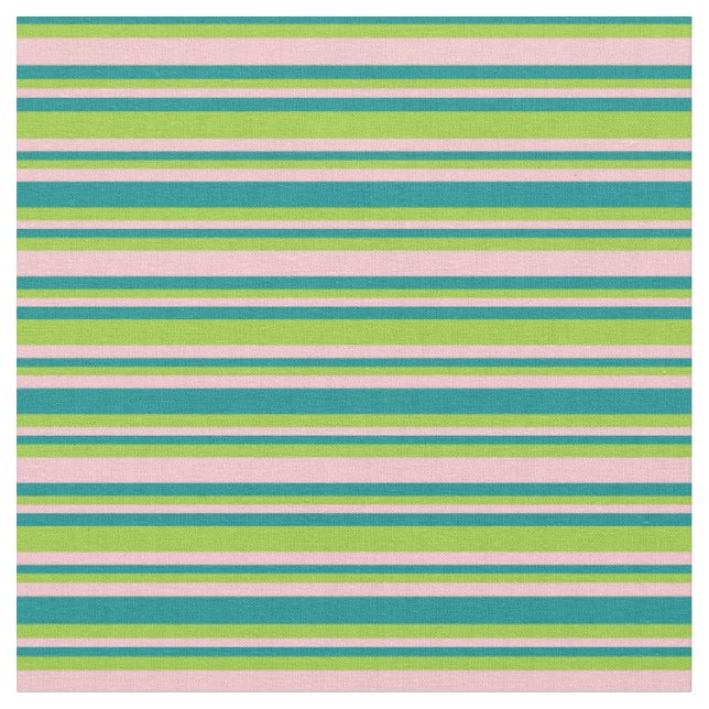 Dark Cyan, Green & Pink Stripes/Lines Pattern Fabric (Close Up)