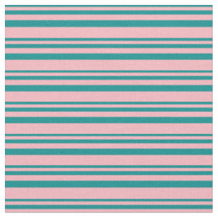 Dark Cyan & Light Pink Coloured Lines Fabric
