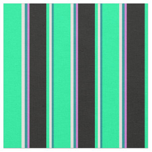 Dark Cyan, Light Yellow, Green, Black & Orchid Fabric