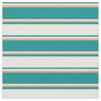 Dark Cyan, Mint Cream, and Light Salmon Stripes Fabric