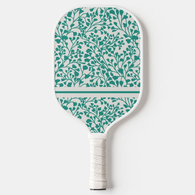 Dark Cyan Vines Pickleball Paddle (Front)