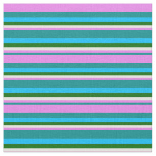 Dark Cyan, Violet, White, Green & Deep Sky Blue Fabric