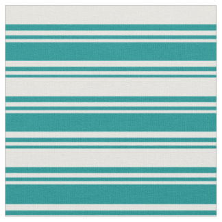 Dark Cyan & White Coloured Stripes Pattern Fabric