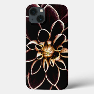 Dark dahlia flower illustration iPhone 13 case