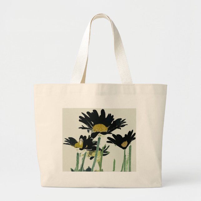 Dark Daisies Large Tote Bag (Front)