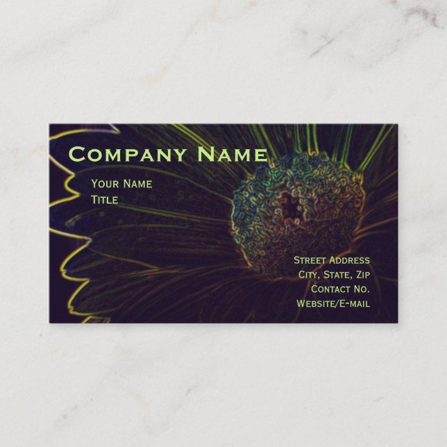 Dark Daisy Business Card Template on Cream Stock (Front)