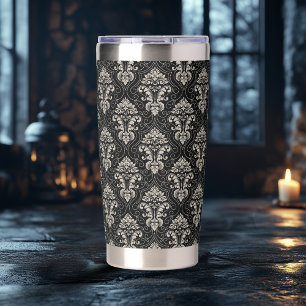 Dark Damask Design Insulated Tumbler