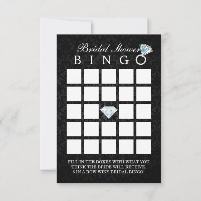 Dark Damask Diamond Bridal Shower Bingo Cards (Front)