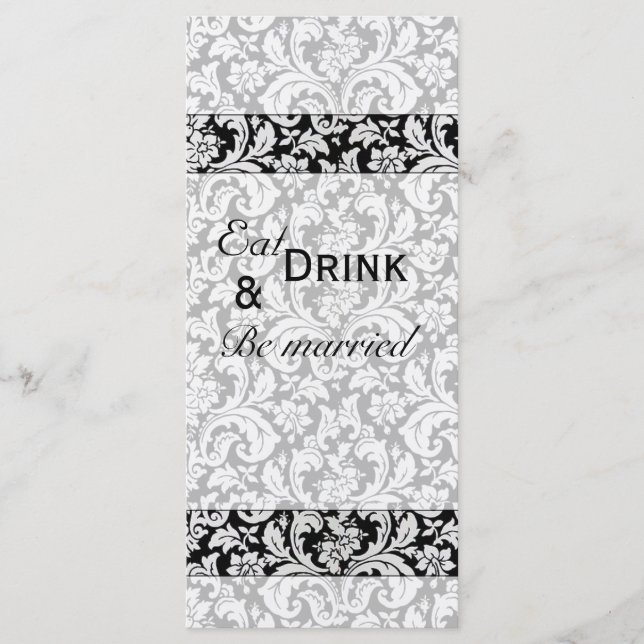 Dark damask Wedding menu (Front)