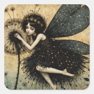 Dark Dandelion Fairy Square Sticker