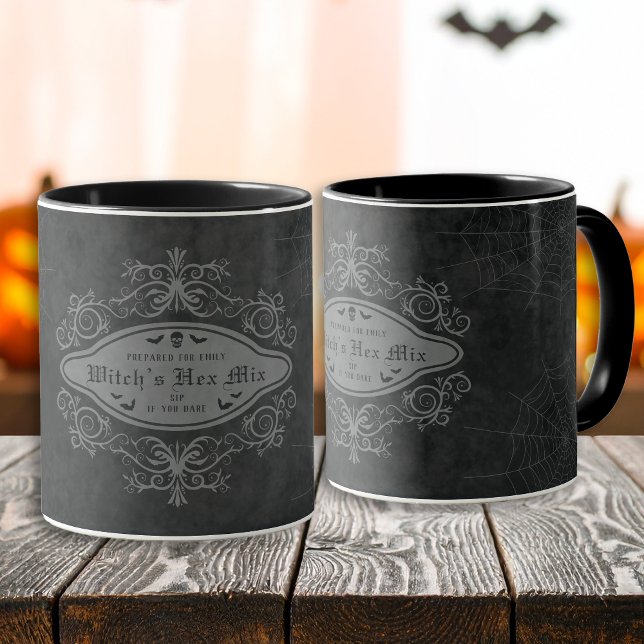 Dark Decorative Banner Witch Bats Skull Halloween Mug (Creator Uploaded)