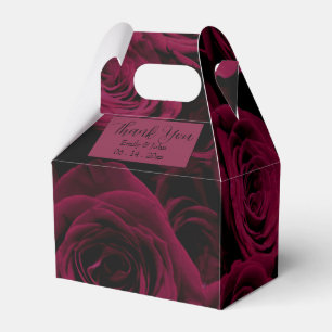 Dark deep red magenta burgundy roses favour box