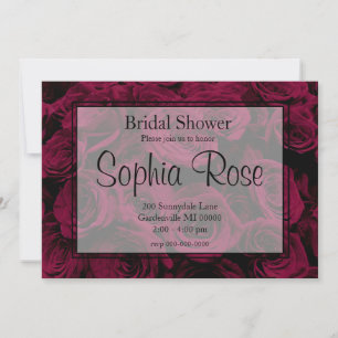 Dark deep red magenta burgundy roses  invitation