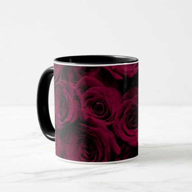 Dark deep red magenta burgundy roses  mug (Front Left)