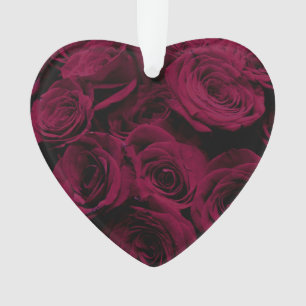 Dark deep red magenta burgundy roses  ornament