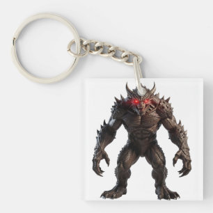 Dark Demon Monster with Glowing Red Eyes Fantasy C Key Ring