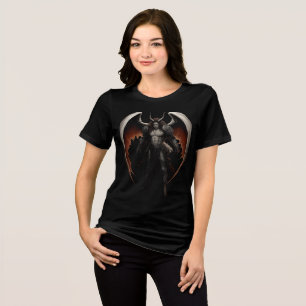 Dark Demon Warrior with Fiery Wings Tri-Blend Shirt