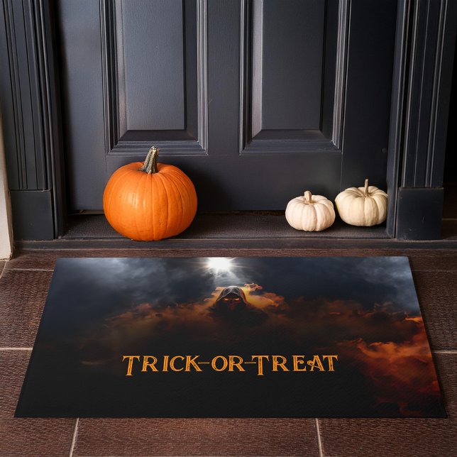 Dark demon with orange smoke halloween doormat (Creator Uploaded)