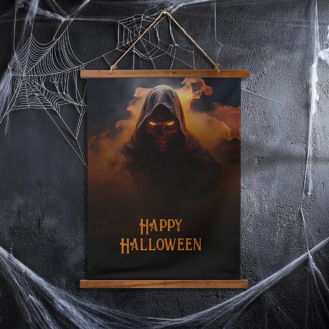 Dark demon with orange smoke halloween hanging tapestry (Creator Uploaded)