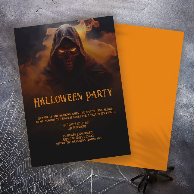 Dark demon with orange smoke Halloween Invitation (Creator Uploaded)