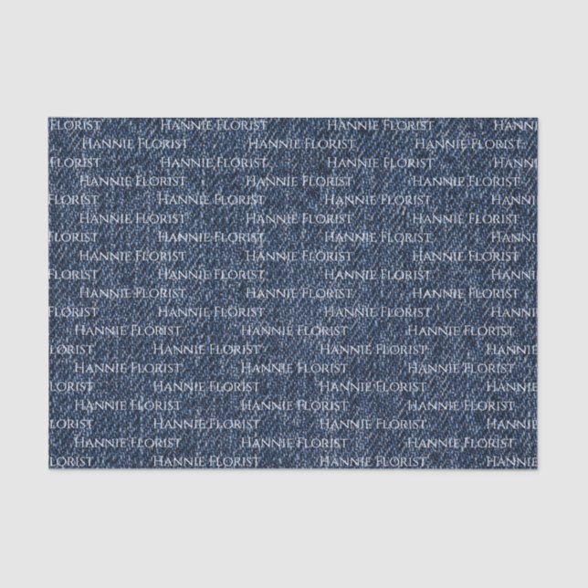 Dark Denim All-Over Print Text Tissue Paper (Front)