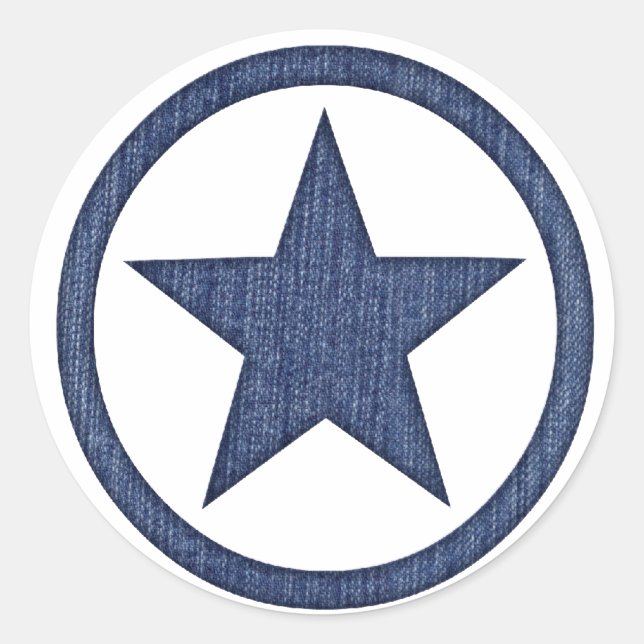 Dark Denim Fabric Western Star Badge Stickers (Front)