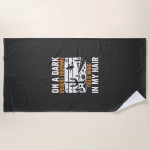 Dark Desert Highway Cactus Sunset Design_1 Beach Towel