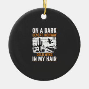 Dark Desert Highway Cactus Sunset Design_1 Ceramic Tree Decoration