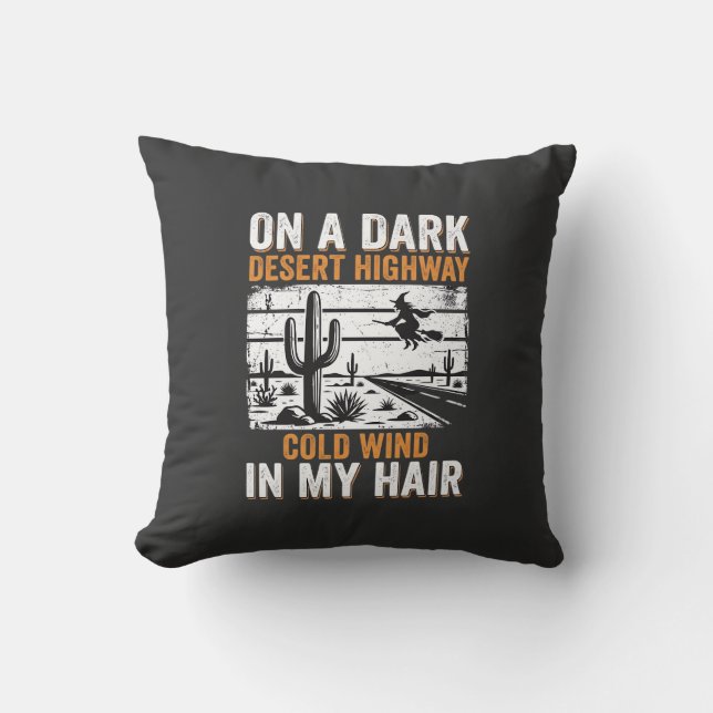 Dark Desert Highway Cactus Sunset Design_1 Cushion (Front)