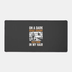Dark Desert Highway Cactus Sunset Design_1 Desk Mat
