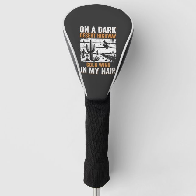 Dark Desert Highway Cactus Sunset Design_1 Golf Head Cover (Front)