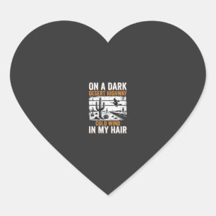 Dark Desert Highway Cactus Sunset Design_1 Heart Sticker