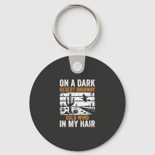 Dark Desert Highway Cactus Sunset Design_1 Key Ring