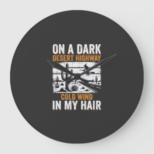Dark Desert Highway Cactus Sunset Design_1 Large Clock