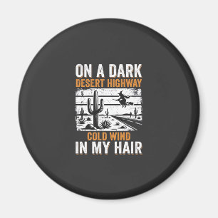 Dark Desert Highway Cactus Sunset Design_1 Magnet