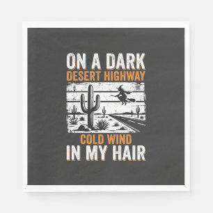 Dark Desert Highway Cactus Sunset Design_1 Napkin