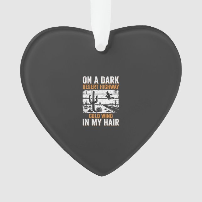 Dark Desert Highway Cactus Sunset Design_1 Ornament (Front)