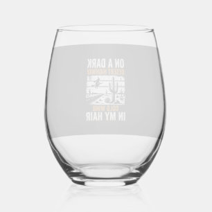 Dark Desert Highway Cactus Sunset Design_1 Stemless Wine Glass