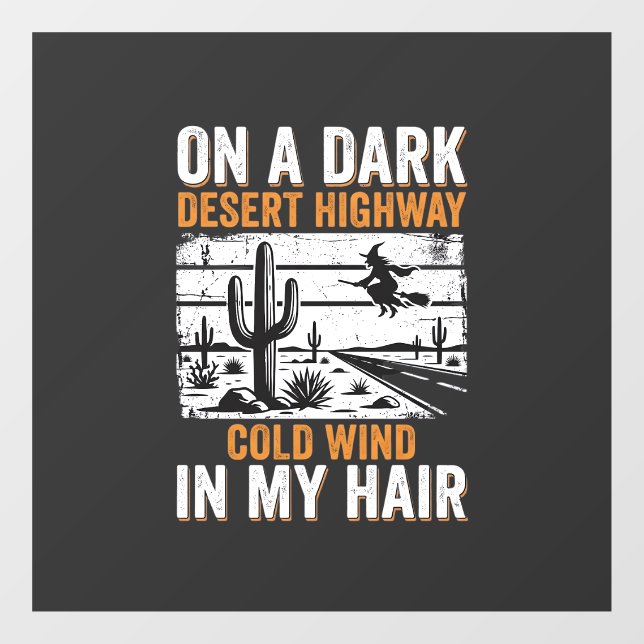 Dark Desert Highway Cactus Sunset Design_1 Window Cling (Sheet)