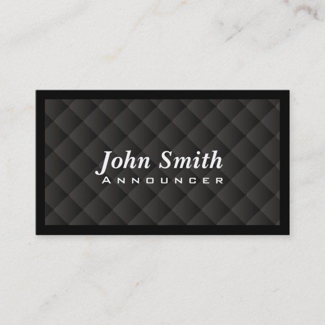 Dark Diamond Quilt Announcer Business Card (Front)