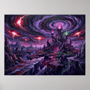 Dark Dimension Starry Night Comic Art Landscape Poster