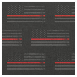 Dark Distressed Fire Fighter Flag Fabric