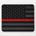Dark Distressed Fire Fighter Flag Mouse Mat<br><div class="desc">A dark distressed style Firefighter flag office mousepad.</div>