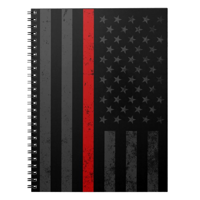 Dark Distressed Fire Fighter Flag Notebook (Front)