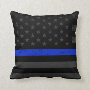 Dark Distressed Police Style American Flag Cushion