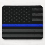 Dark Distressed Police Style American Flag Mouse Mat<br><div class="desc">A unique dark distressed police flag.</div>