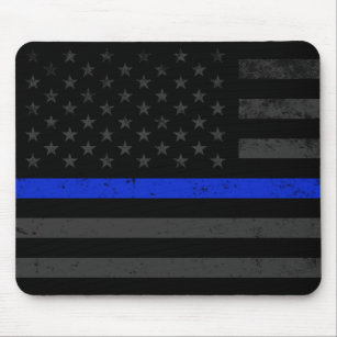 Dark Distressed Police Style American Flag Mouse Mat