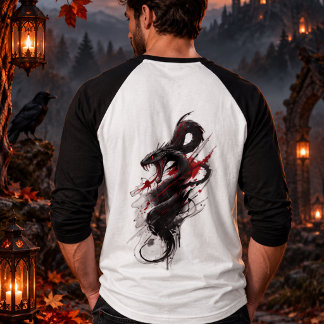 Dark Dragon Horror T-Shirt – Gothic Red & Black Dr