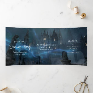 Dark & Dreary Night Halloween Party Tri-Fold Invitation